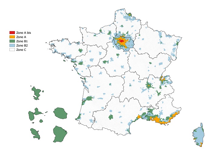 carte des zones du prêt à taux zéro